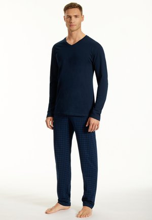  SCHLAFANZUG LANG MIT BÜNDCHEN RUNDHALS - Nachtwäsche Set - Schwarz