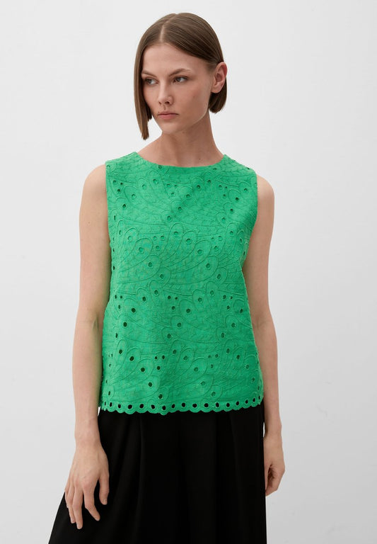 S.Oliver BLACK LABEL MIT LOCHMUSTER - Top - Smaragd